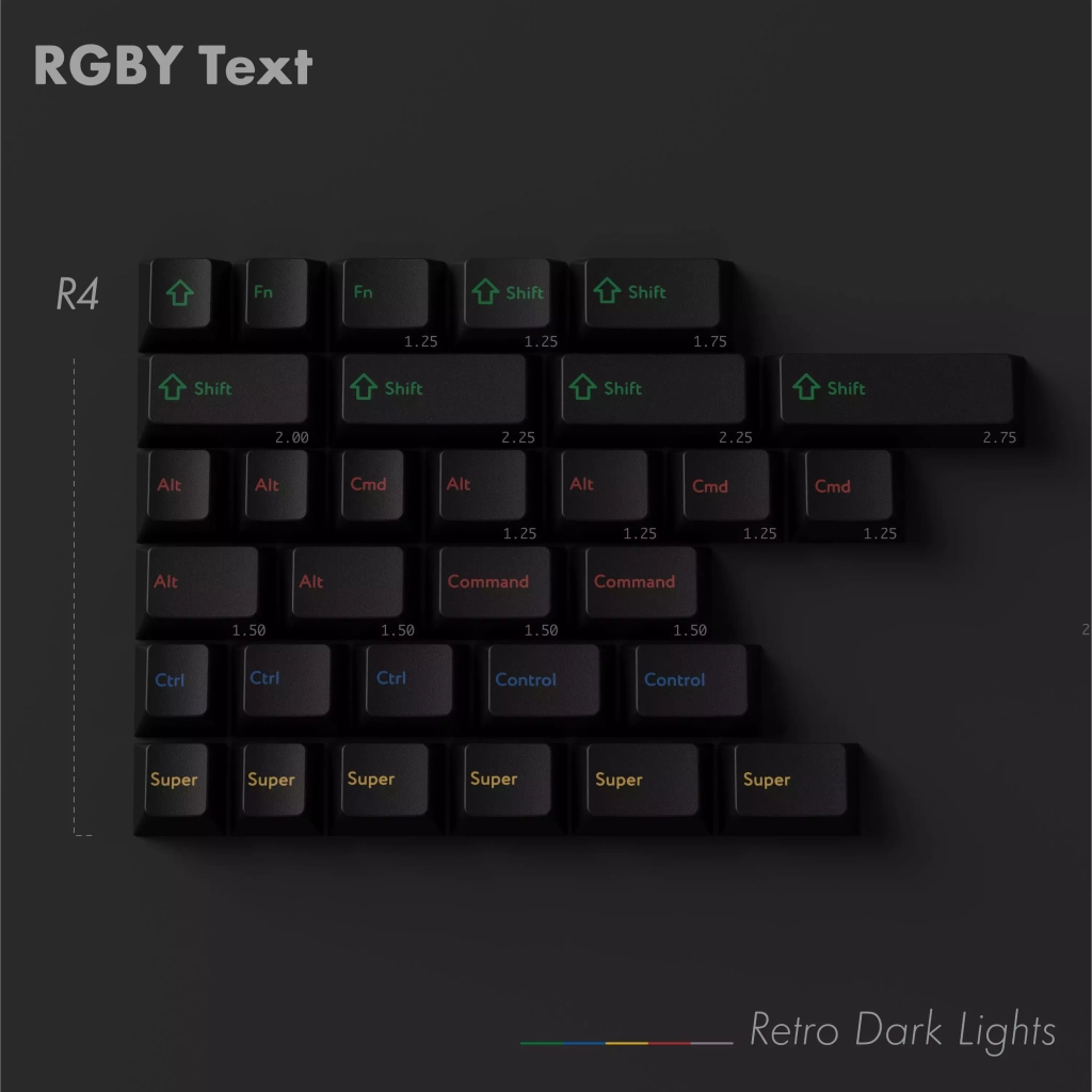 Retro Dark Lights RGBY Text